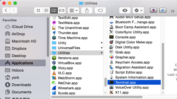 open terminal in mac